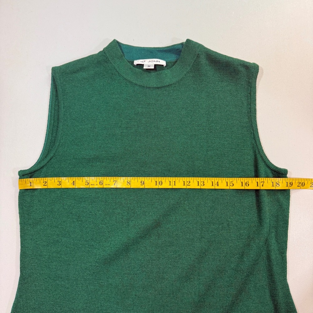 St. John Womens Shell M Green Santana Knit Sleeveless Mock Neck Career Casual - Picture 10 of 11